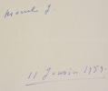LETTRE AUTOGRAPHE SIGNÉE «11 janvier 1959 ».. JOUHANDEAU (Marcel).