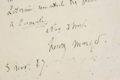 LETTRE AUTOGRAPHE SIGNÉE «3 nov. [18]59 ».