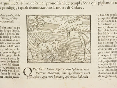 L'OPERE DI VIRGILIO MANTOANO. Cioe la Bucolica, la Georgica, e l'Eneide. Commentate in Lingua Volgare Toscana, da Giovanni Fabrini da Fighine, da Carlo Malatesta da Rimene, & da Filippo Venuti da Cortona. [...] Nuovamente ornate di vaghe & bellissime Figure.