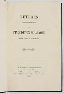 LETTRES À UN GENTILHOMME RUSSE SUR L'INQUISITION ESPAGNOLE.