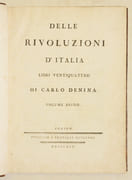 DELLE RIVOLUZIONI D'ITALIA. Libri ventiquattro. [3 volumes]. par DENINA (Carlo). - Image 3