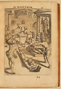 DE SANCTORUM MARTYRUM CRUCIATIBUS. Cum figuris Romae in aere incisis per Ant. Tempestam, & aliis eiusdem argumenti libellis. Ex Museo Raphaelis Tricheti du Fresne.