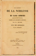 DE L'ACTION DE LA NOBLESSE ET DES CLASSES SUPÉRIEURES DANS LES SOCIÉTÉS MODERNES, d'après les documents officiels. Avec des remarques par M. Rubichon. par LE MOUNIER (M.) - RUBICHON (Maurice). - Image 2
