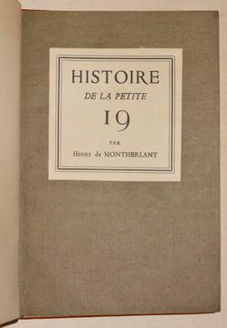 HISTOIRE DE LA PETITE 19.. MONTHERLANT (Henry de).