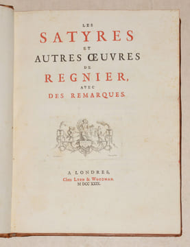 LES SATYRES ET AUTRES OEUVRES DE RÉGNIER, avec des remarques.. RÉGNIER (Mathurin).