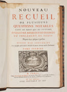 NOUVEAU RECUEIL DE PLUSIEURS QUESTIONS NOTABLES TANT DE DROIT QUE DE COUTUMES, jugées par Arrests d'audiances du Parlement de Paris, depuis 1640 jusques à present divisé par centuries. par SOEFVE (Lucien). - Image 2