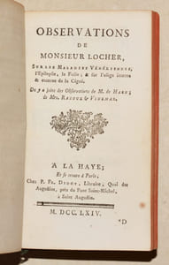OBSERVATIONS SUR L'USAGE INTERNE DU COLCHIQUE D'AUTOMNE, du sublimé corrosif, de la feuille d'oranger, du vinaigre distillé, etc. [Suivi de :] OBSERVATIONS DE MONSIEUR LOCHER, sur les maladies vénériennes, l'épilepsie, la folie ; & sur l'usage interne & externe de la Ciguë. 