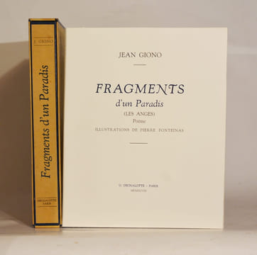 FRAGMENTS D'UN PARADIS (Les Anges). Poème. Illustrations de Pierre Fonteinas.. GIONO (Jean).