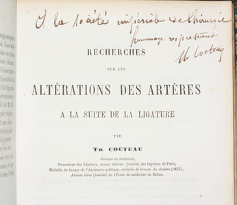 DU TRAITEMENT DES ANÉVRYSMES [ANÉVRISMES] PAR LA COMPRESSION INDIRECTE - DU MODE DE FORMATION DES CAILLOTS FIBRINEUX STRATIFIÉS DANS LES ANÉVRYSMES - REMARQUES SUR LE TRAITEMENT CHIRURGICAL DE QUELQUES ANÉVRYSMES - RECHERCHES SUR LES ALTÉRATIONS DES ARTÈRES À LA SUITE DE LA LIGATURE - DES ALTÉRATIONS ATHÉROMATEUSES DES ARTÈRES - DE LA LIGATURE DE L'ARTÈRE CAROTIDE PRIMITIVE - ÉTUDE SUR LA LIGATURE DE L'ARTÈRE FÉMORALE.
