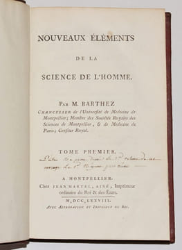 NOUVEAUX ÉLÉMENTS DE LA SCIENCE DE L'HOMME.. BARTHEZ (Paul-Joseph).
