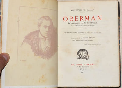 OBERMAN. Lettres publiées par M. Senancour