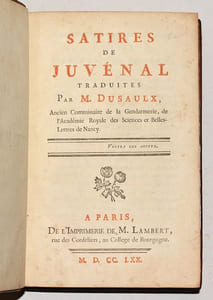 SATIRES DE JUVÉNAL, traduites par M. Dusaulx.