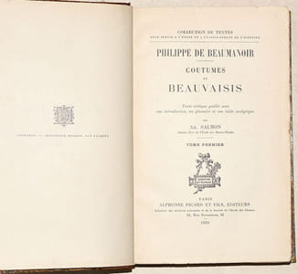 COUTUMES DE BEAUVAISIS. [2 volumes].