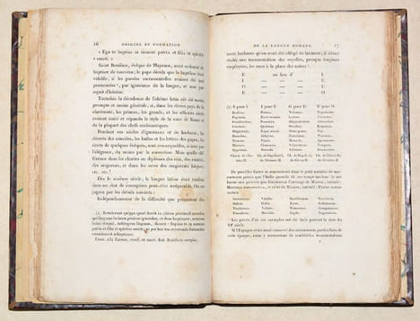 ÉLÉMENTS DE LA GRAMMAIRE DE LA LANGUE ROMANE, avant l'an 1000, précédés de recherches sur l'origine et la formation de cette langue.. RAYNOUARD ...