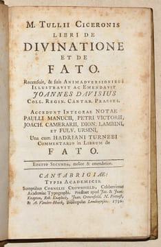 LIBRI DE DIVINATIONE ET DE FATO.. CICÉRON [CICERO (Marcus Tullius)].