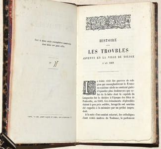 HISTOIRE SUR LES TROUBLES ADVENUS EN LA VILLE DE TOLOSE L'AN 1562 le dix-septiesme may.