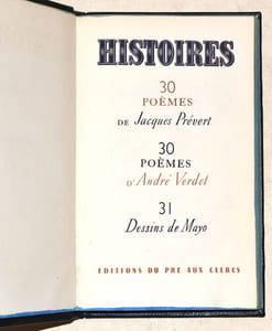 HISTOIRES. 30 poèmes de Jacques Prévert - 30 poèmes d'André Verdet.