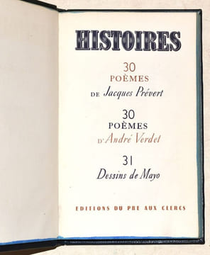 HISTOIRES. 30 poèmes de Jacques Prévert - 30 poèmes d'André Verdet.. PRÉVERT (Jacques) - VERDET (André).