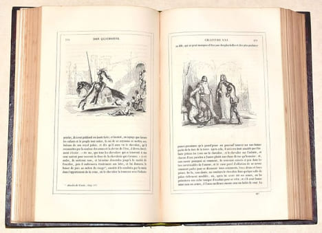 L'INGÉNIEUX HIDALGO DON QUICHOTTE DE LA MANCHE. Traduit et annoté par Louis Viardot, vignettes de Tony Johannot. [2 volumes].. CERVANTÈS (Miguel de).