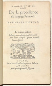 PROJECT DU LIVRE INTITULÉ DE LA PRÉCELLENCE DU LANGAGE FRANÇOIS.