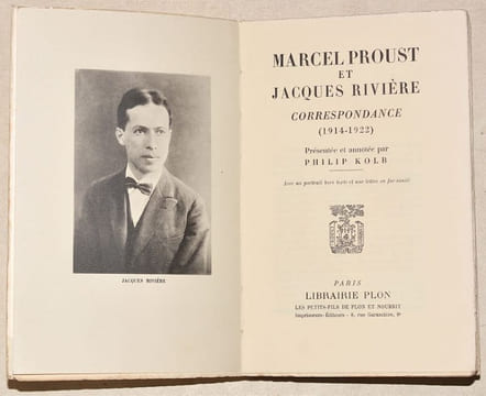 CORRESPONDANCE (1914-1922) présentée et annotée par Philip Kolb.. PROUST (Marcel) - RIVIÈRE (Jacques).