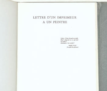 LA VACHE AU PRÉ NOIR DE JEAN DUBUFFET. Lettre d'un imprimeur à un peintre et la réponse que celui-ci y fit.