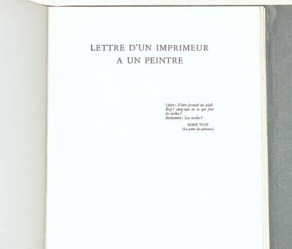 LA VACHE AU PRÉ NOIR DE JEAN DUBUFFET. Lettre d'un imprimeur à un peintre et la réponse que celui-ci y fit.. DUBUFFET (Jean) - BARNIER (Louis).