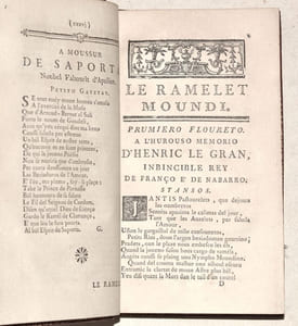 LAS OBROS DE PIERRE GOUDELIN, augmentados noubélomen de forço Péssos, ambe le Dictiounari sur la Lengo Moudino. Ount es mes per ajustié sa bido, Remarcos de l'Antiquitat de la lengo de Toulouso, le Trinfle Moundi, soun Oumbro ; d'amb'un manadet de Berses de Gautié, é d'autres Pouetos de Toulouso.