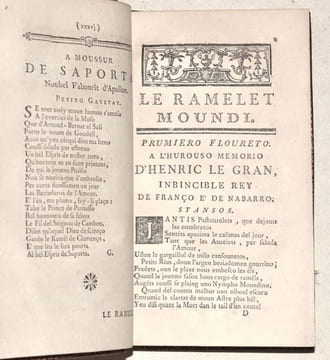LAS OBROS DE PIERRE GOUDELIN, augmentados noubélomen de forço Péssos, ambe le Dictiounari sur la Lengo Moudino. Ount es mes per ajustié sa bido, ...