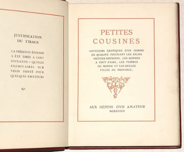 PETITES COUSINES. Souvenirs érotiques d'un homme de qualité touchant les jolies petites cousines... Les bonnes à tout faire... Les femmes du monde et les belles filles de province...