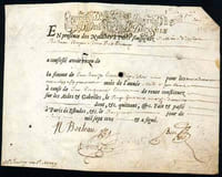 RECU en partie AUTOGRAPHE, comportant la signature autographe de Boileau, daté " le douzième jour de juin mil sept cens ".