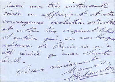 CARTE AUTOGRAPHE signée adressée à Pierre Brasseur, localisée et datée "Paris 25-3-44". 