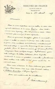 LETTRE AUTOGRAPHE signée, localisée et datée «Paris, le 23 avril 1919 ». . LÉAUTAUD (Paul).