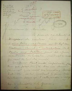 LETTRE AUTOGRAPHE signée adressée "à Son Exc. Le Ministre de la Guerre ", localisée et datée " La Roche en Brény. Côte d'Or. Ce 15 novembre 1847." 