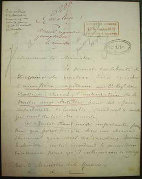 LETTRE AUTOGRAPHE signée adressée "à Son Exc. Le Ministre de la Guerre ", localisée et datée " La Roche en Brény. Côte d'Or. Ce 15 novembre 1847." . ...