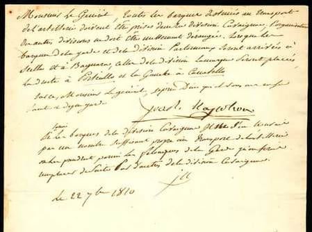 LETTRE SIGNÉE une première fois "Joachim Napoléon" puis "J N", adressée au général Grenier, datée du 27 septembre 1810. . MURAT (Joachim). Maréchal de ...