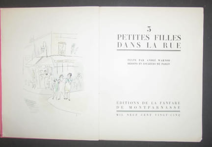 3 petites filles dans la rue. Texte par André Warnod, dessins en couleurs de PASCIN.