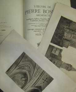 L'oeuvre de Pierre Bossan, Architecte [né à Lyon en 1814 - Mort à La Ciotat en 1888]. Basiliques, Eglises, Chapelles, Monuments civils, Tombeaux, Bronzes, Orfèvrerie, etc. Monographie de la Chapelle de Saint-Thomas d'Aquin à Oullins (Rhône). Peintures, sculptures, décoration intérieure par P. Borel, C. Dufrayne, J. Razuret. Ouvrage contenant 450 motifs d'architecture reproduits en héliogravure. Publié par les soins de Félix Thiollier.