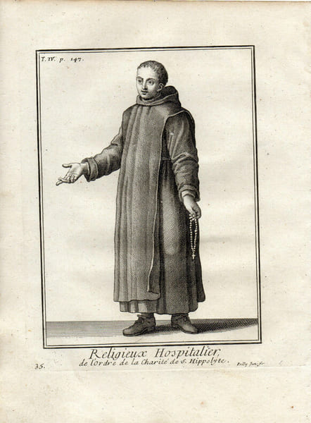 Gravure sur cuivre.  
RELIGIEUX HOSPITALIER DE L'ORDRE DE LA CHARITE DE S.HIPPOLYTE. 