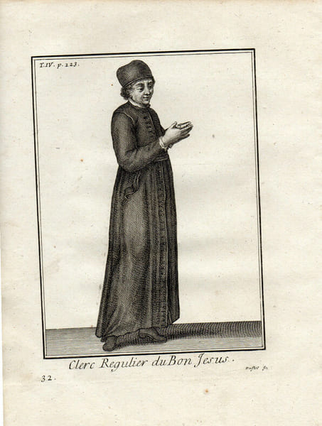 Gravure sur cuivre.  
CLERC REGULIER DU BON JESUS. 