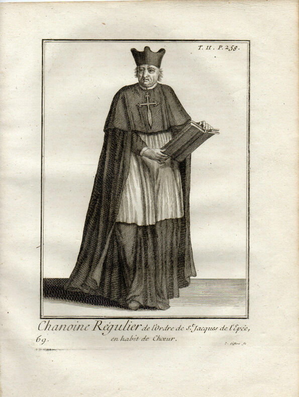 CHANOINE REGULIER & HOSPITALIER DE L'ORDRE St JACQUES DE L'EPEE habit de Choeur. 