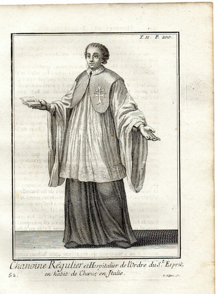 CHANOINE REGULIER ET HOSPITALIER ORDRE DE St ESPRIT habit de Choeur en Italie. 