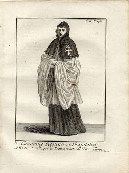 CHANOINE REGULIER ET HOSPITALIER ORDRE DE St ESPRIT habit de Choeur L'Hyver. 