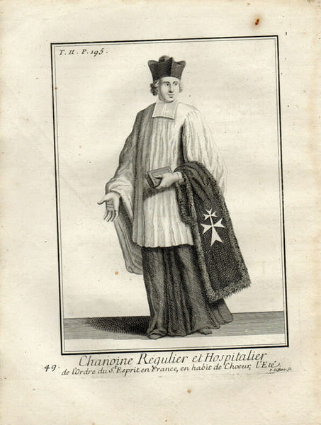 CHANOINE REGULIER ET HOSPITALIER ORDRE DE St ESPRIT EN FRANCE habit de Choeur. 