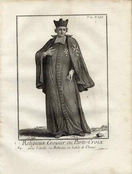 RELIGIEUX CROISIER OU PORTE CROIX AVEC L'ETOILE EN BOHEME habit de Choeur. 