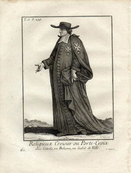 RELIGIEUX CROISIER OU PORTE CROIX AVEC L'ETOILE EN BOHEME habit de ville. 