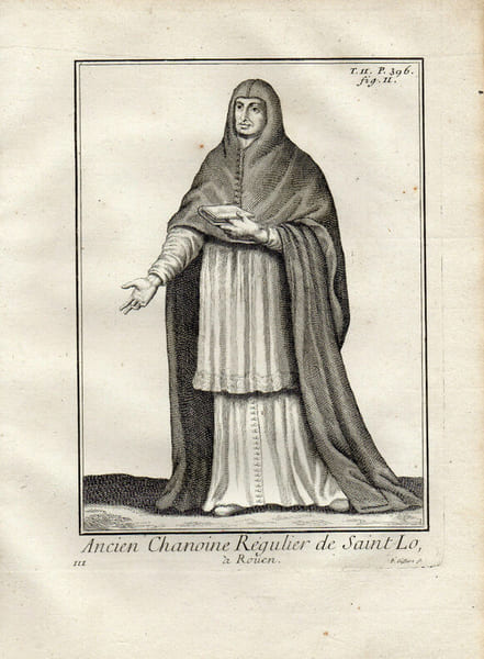 Gravure sur cuivre.  
ANCIEN CHANOINE REGULIER DE SAINT LO &agrave; ROUEN. 