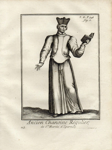 Gravure sur cuivre.  
ANCIEN CHANOINE REGULIER DE SAINT MARTIN D'EPERNAY. 