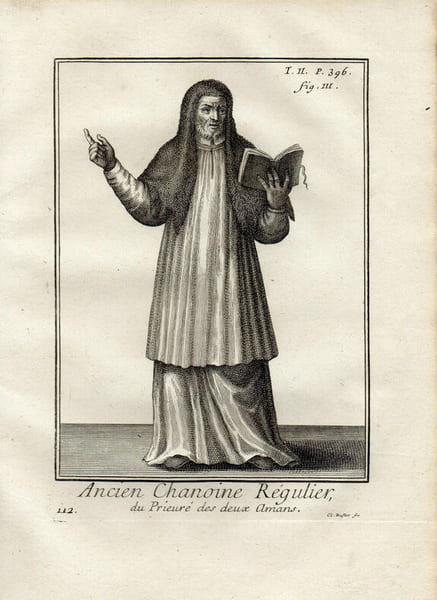 Gravure sur cuivre.  
ANCIEN CHANOINE REGULIER DU PRIEURE DES DEUX AMANS. 