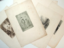  Lot de 7 Lithographies/Eaux fortes XIXe signée Leloir 1882. gd format 32x22
. 